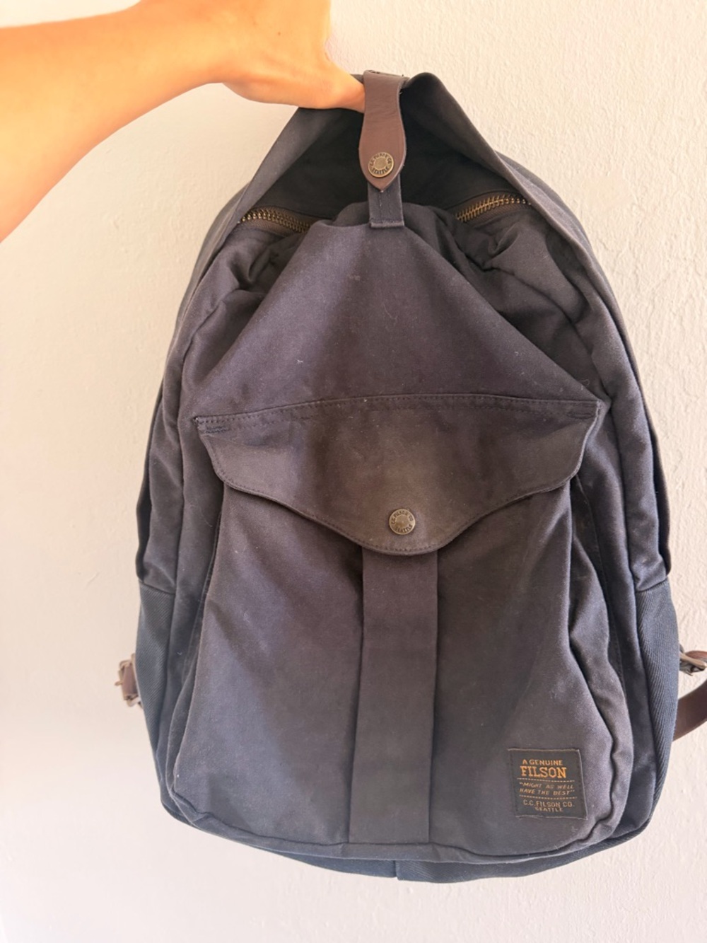 Filson Men's Dark Navy Waxed Backpack